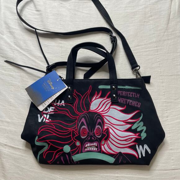NWT Danielle Nicole Disney Villains Neon Cruella Mini Tote Crossbody Bag - Picture 1 of 7